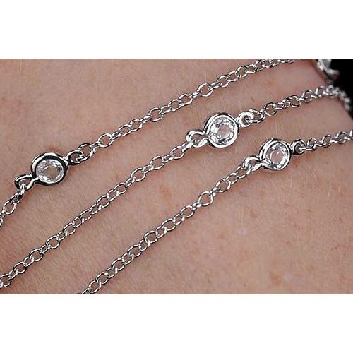 Round Diamond Bracelet Bezel Set 1.50 Carats Women Jewelry Tennis Bracelet