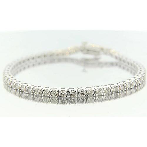 Round Diamond Bracelet Prong Set 5.40 Carats White Gold Tennis Bracelet