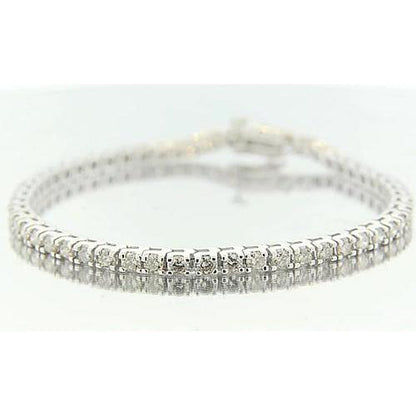 Round Diamond Bracelet Prong Set 5.40 Carats White Gold Tennis Bracelet