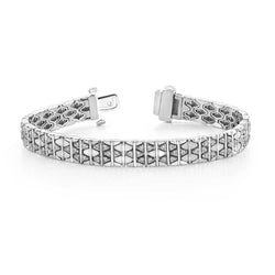 Natural  Round Diamond Brick Men's Bracelet 10 Carats White Gold 14K Jewelry