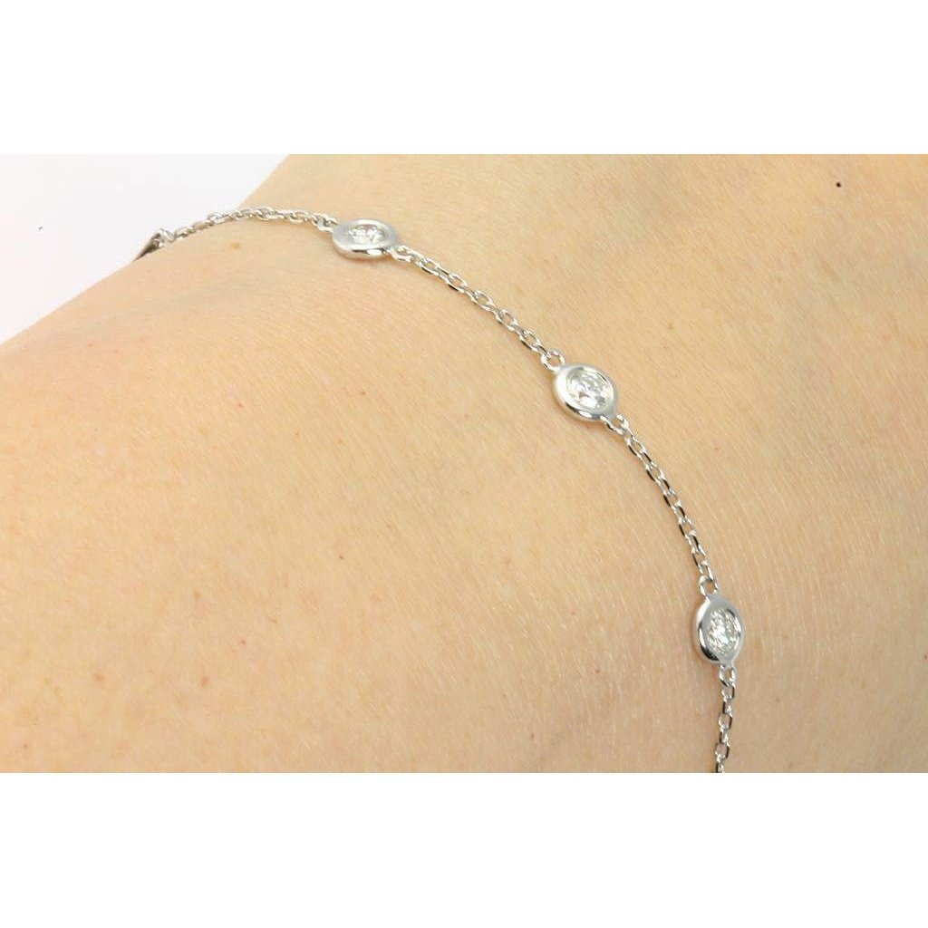 Round Diamond By The Yard White Gold 14K Tennis Bracelet 3 Ct Tennis Bracelet