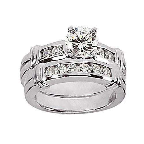 Round Diamond Engagement Ring & Band Set White Gold Ring 2.10 Ct. Engagement Ring Set