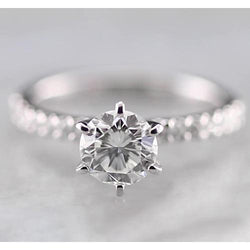 Round Diamond Womens Engagement Ring 1.50 Carats White Gold 14K