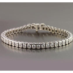 Real  Round Diamond Half Bezel Set Tennis Bracelet 4.90 Carats Jewelry New