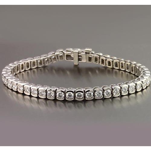 Round Diamond Half Bezel Set Tennis Bracelet 4.90 Carats Jewelry New Tennis Bracelet