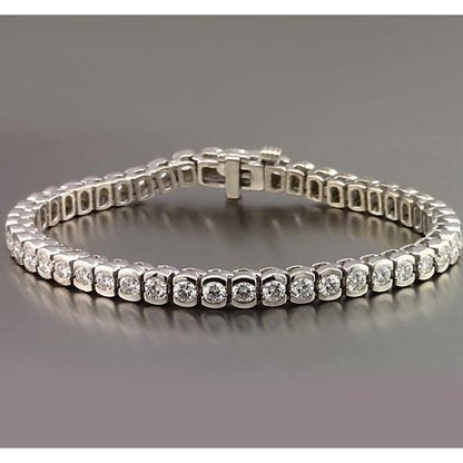 Round Diamond Half Bezel Set Tennis Bracelet 4.90 Carats Jewelry New Tennis Bracelet