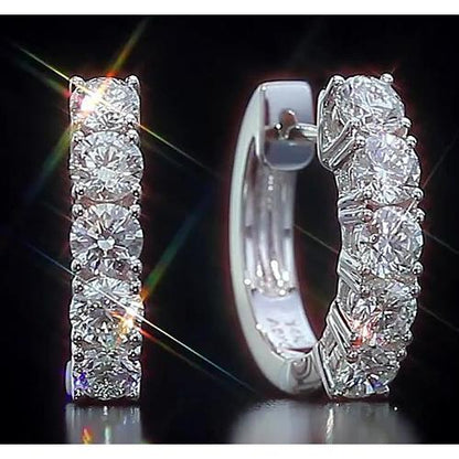 Round Diamond Hoop Earring 2 Carats Jewelry Vs1 F Hoop Earrings