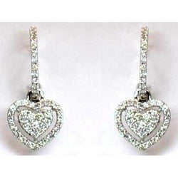 Round Diamond Ladies Drop Earring White Gold 14K 3 Carats