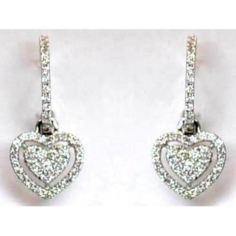 Round Diamond Ladies Drop Earring White Gold 14K 3 Carats Dangle Earrings