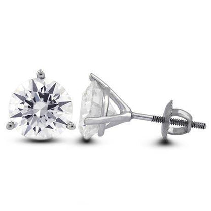 Round Diamond Martini Style  2.10 Ct. Women Stud Earring White Gold Stud Earrings