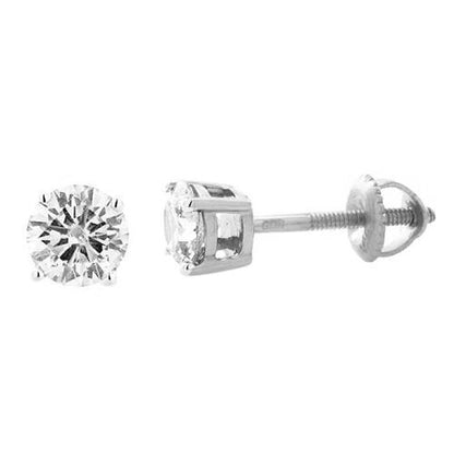 natural round diamond 3.50ct earring front view