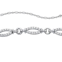 Natural  Round Diamond Oval Style Link Bracelet Solid Gold White 14K 3.5 Ct