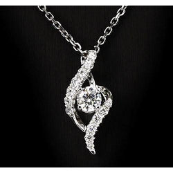 Round Natural Earth Mined Diamond Pendant 0.66 Carat White Gold 14K