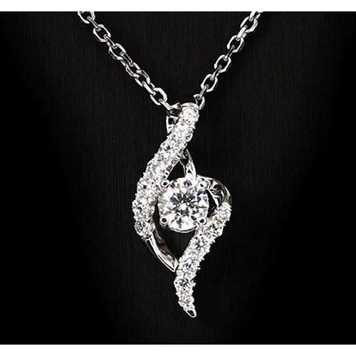 Round Diamond Pendant 1 Carat White Gold 14K Vs1 F Pendant