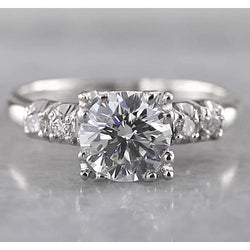 2 Carat Round Natural Earth Mined Diamond Engagement Ring White Gold 14K