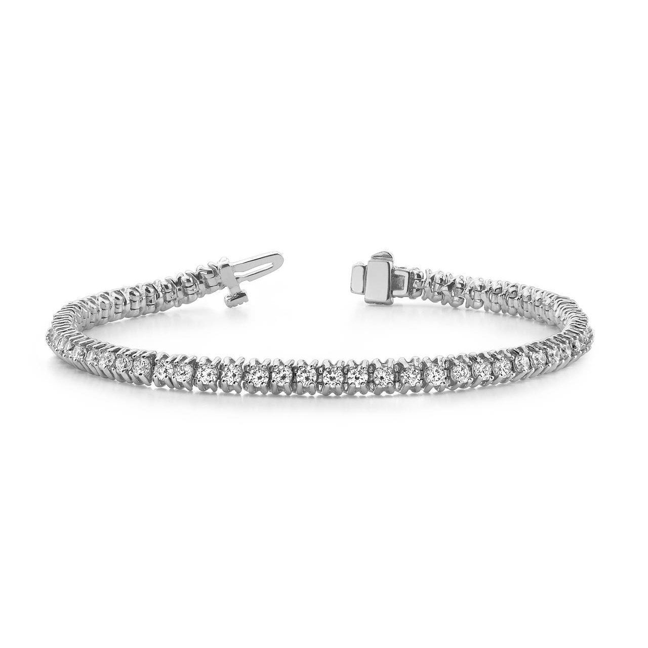 Round Diamond Prong Setting Tennis Bracelet Gold White 6.2 Carats Tennis Bracelet