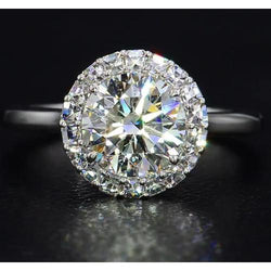 Natural  Round Diamond Ring Halo Style 5.50 Carats White Gold 14K