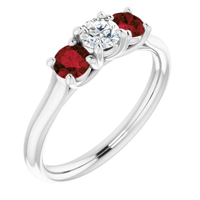 Round Diamond Ruby Stone Ring F Vs1 White Gold 14K Jewelry Gemstone Ring