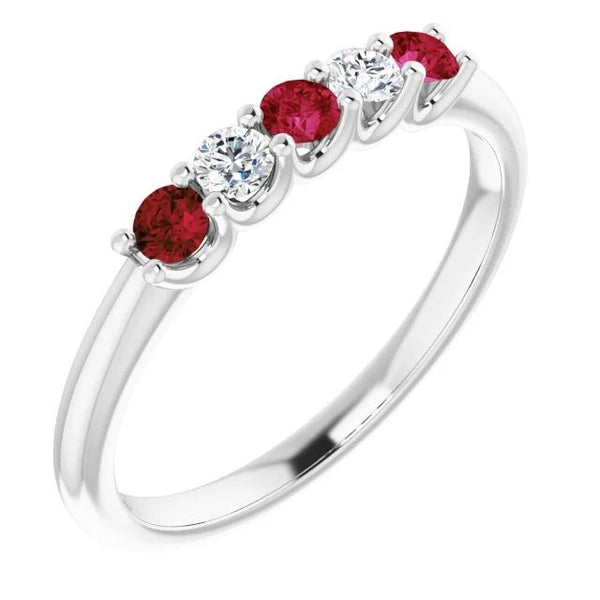 New LAdies Weeding Round Diamond Ruby Stone  White Gold  Jewelry Gemstone Ring