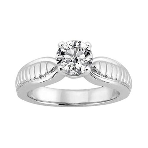    Lady’s Elegant Sparkling Unique Solitaire White Gold Diamond Ring 