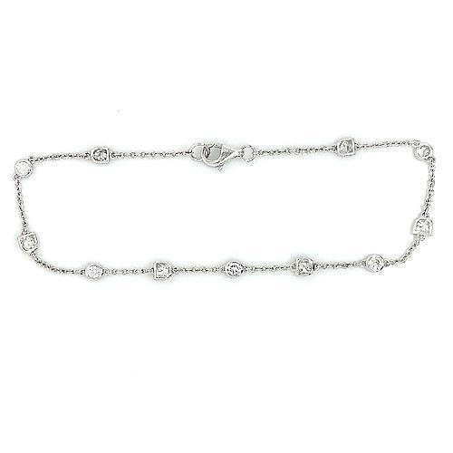 Round Diamond Station Bracelet 3.30 Carats 11 Stones F/G Vs1/Vs2 White Gold 14K Tennis Bracelet
