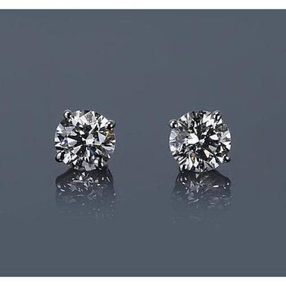 FAncy Round Diamond Stud Basket Set Earring  White Gold tud Earrings