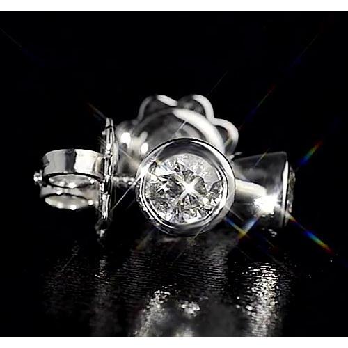 Round Diamond Stud Earring 1.50 Carats Bezel Setting White Gold 14K F Vs1 Stud Earrings