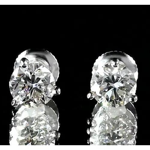 Round Diamond Stud Earring Martini Setting White Gold 14K F Vs1 Stud Earrings