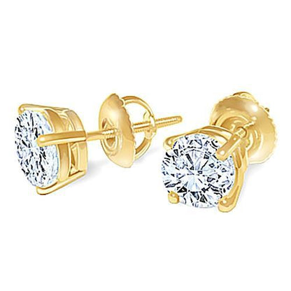 Ladies Round Diamond Stud Earring Pair  Yellow Gold  Studs