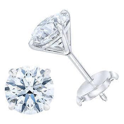 Round Genuine Natural Earth Mined Diamond Stud Earring Pair 2.40 Ct White Gold 14K Fine Jewelry
