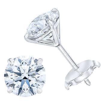 Round Diamond Stud Earring Pair White Gold Fine Jewelry Stud Earrings
