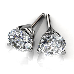 Round Natural Earth Mined Diamond Stud Earring White Gold 1.80 Carats