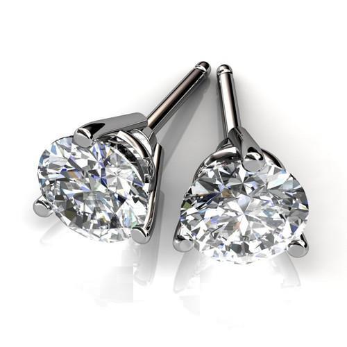 Round Diamond Stud Earring White Gold 1.80 Carats Stud Earrings
