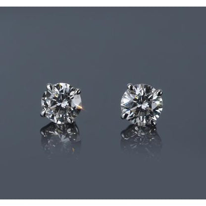 BRillent Round Diamond White Gold Jewelry Stud Earrings