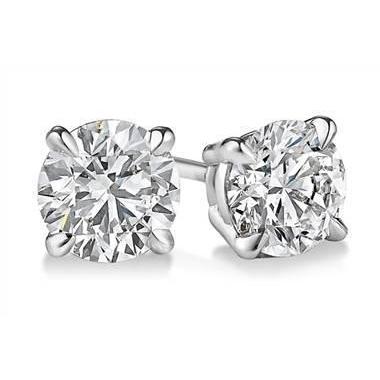 Round Diamond Stud Earrings   White Gold Stud Earrings