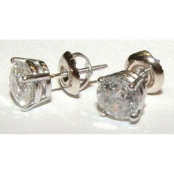Round Diamond Studs Earring 1.50 Carats 14K White Gold