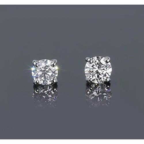 NEw Ladies Round Diamond Studs Earring Prong Style White Gold
