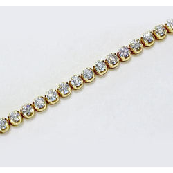 Real  Round Diamond Tennis Bracelet 4 Carats Yellow Gold 14K