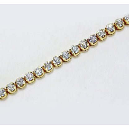 Round Diamond Tennis Bracelet 4 Carats Yellow Gold 14K Tennis Bracelet