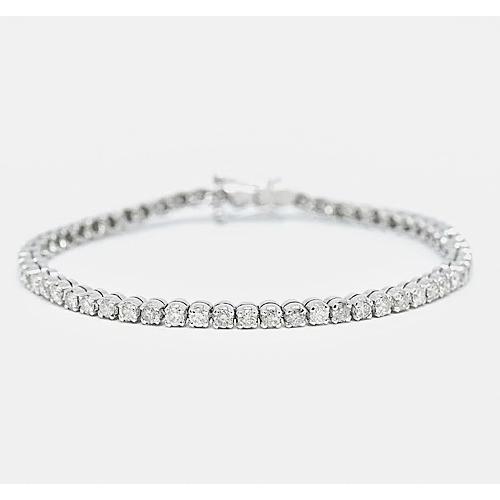 Round Diamond Tennis Bracelet Shared Prong Set 6 Carats F Vs1 60 Stones White Gold 14K Tennis Bracelet