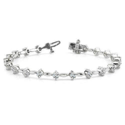 Natural  Round Diamond Tennis Bracelet Solid White Gold Lady Jewelry 3 Ct
