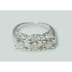 2.25 Ct. Round Real Natural Earth Mined Diamond Three Stone Lucida Style Ring White Gold New