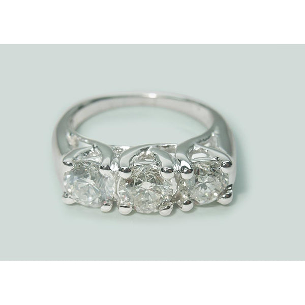Round Diamond Three Stone Lucida Style Ring White Gold 2.25 Ct. Three Stone Ring