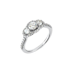 2.35 Ct. Round Diamond 3 Stone Style Engagement Ring 14K White Gold