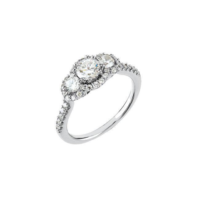 Round Diamond Three Stone Style Engagement Ring 14K White Gold 2.35 Ct. Three Stone Ring