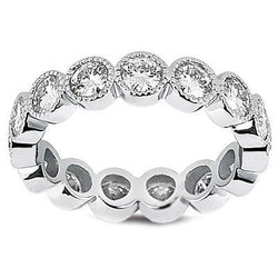 Round Natural Earth Mined Diamond Wedding Eternity Band 4 Carats 14K White Gold