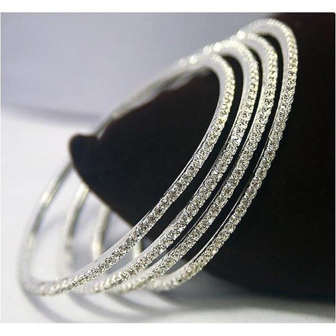 Round Diamond White Gold 14K Women Bangle Fine Jewelry 2 Carats Bangle