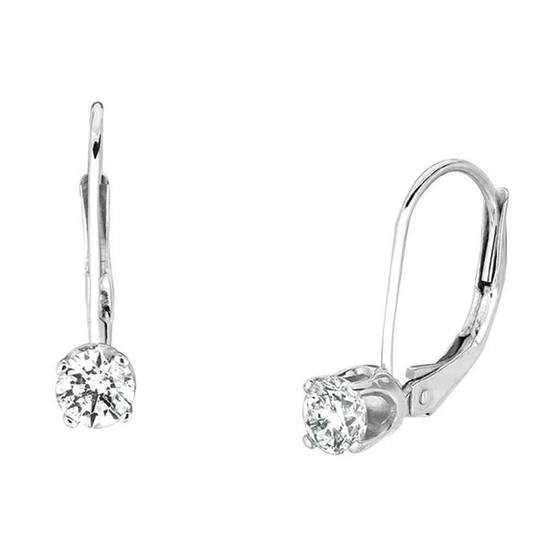 Round Diamonds  0.50 Carats Leverback Earring Pair White Gold Earrings Leverback Earrings