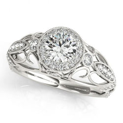 Genuine   Round Diamond Engagement Anniversary 1.10 Carat Fancy Ring WG 14K