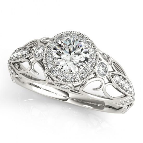 Round Diamond Engagement Anniversary 1.10 Carat Fancy Ring WG 14K